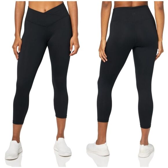 Danskin Women's M Crossover Waist Black Crop Leggings - Picture 1 of 14